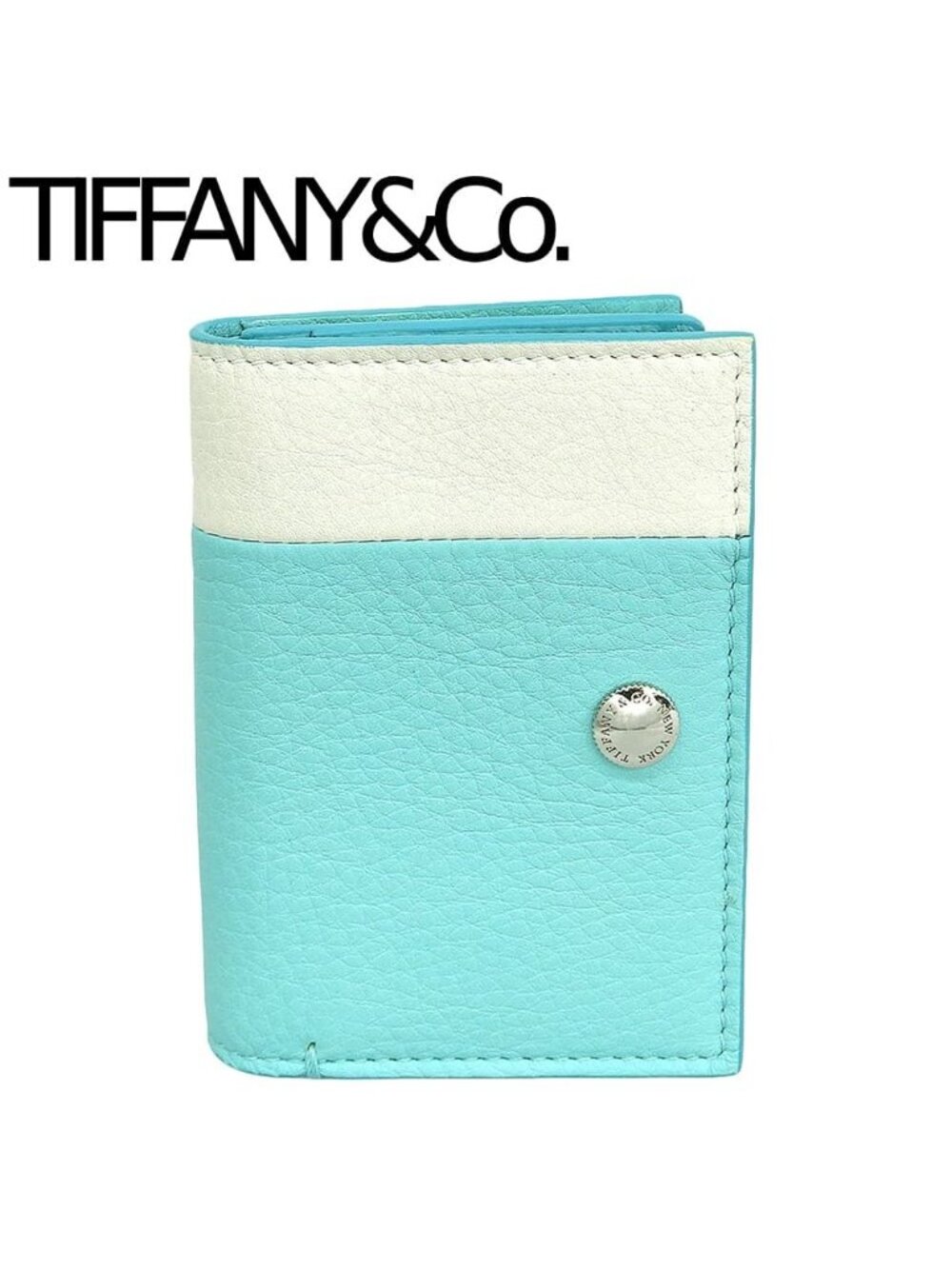Tiffany & Co Vertical Fold Card Case Bicolor Leather Business